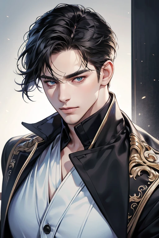 (best quality,4k,8k,highres,masterpiece:1.2),ultra-detailed,(realistic,photorealistic,photo-realistic:1.37),30 year old man,3 day beard,handsome anime,portraits,strong,masculine,dark hair,sharp jawline,mesmerizing eyes,perfectly styled hair,cool anime outfit,confident expression,vibrant colors,dynamic lighting, CEO and expression smile in love.
