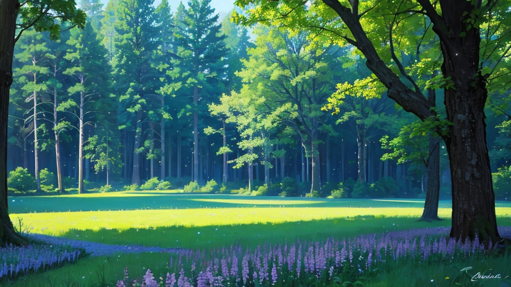 Landscape, photography, charming nature, blue forest, grasses and trees, 4K HD