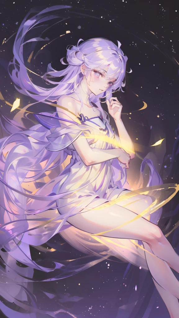(8K, Top quality, masterpiece: 1.2), (Practical, photoPractical: 1.37), Super Detail, A girl, Wide viewing angle, Firefly Garden, Many faint little lights and fireflies flew around, night