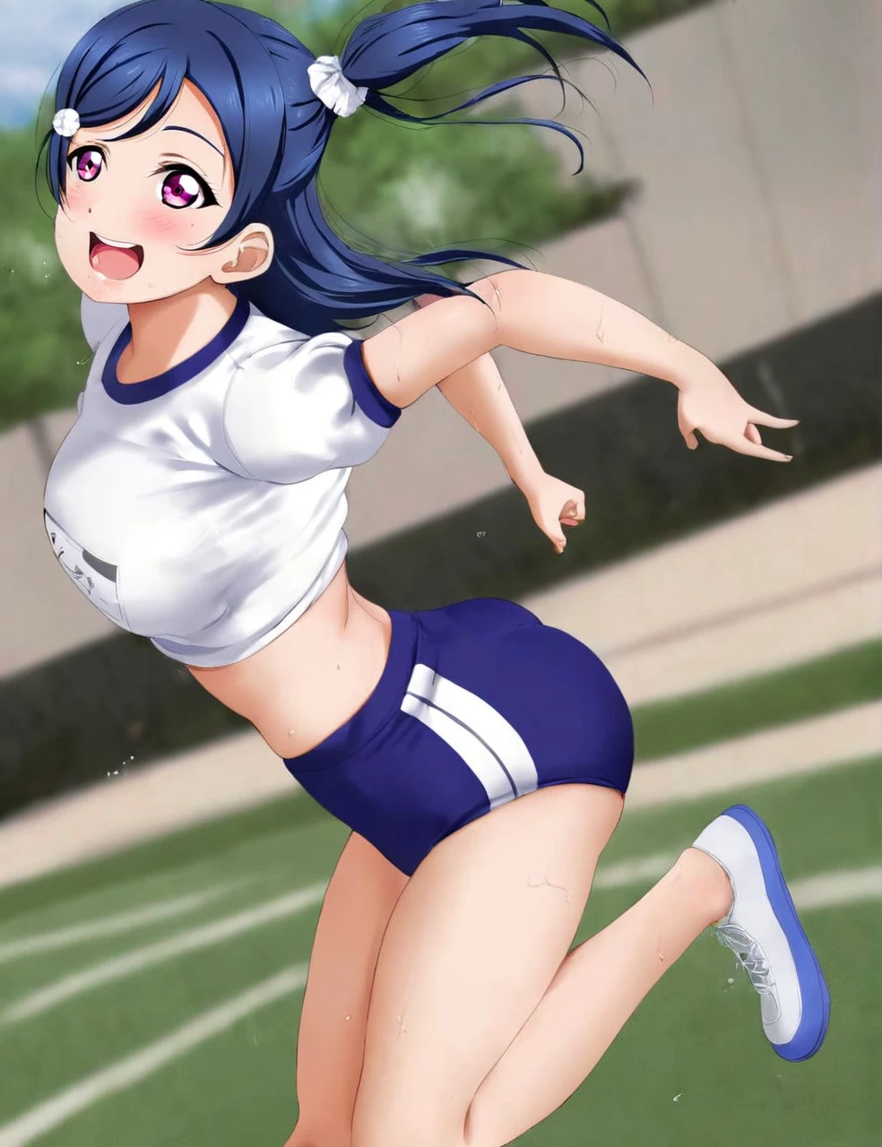 1 girl Love Live Watanabe You Gym uniform running
