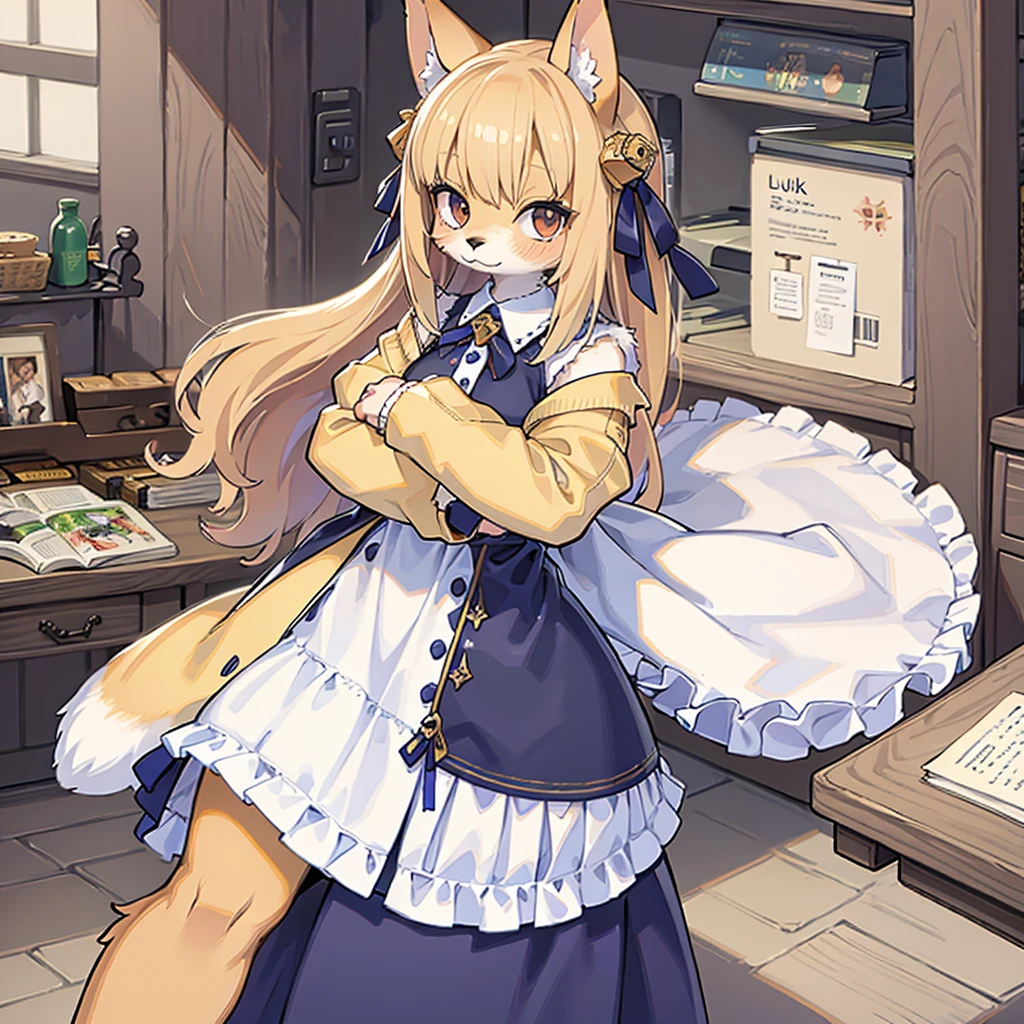 Furry, antro, girl, in a dress, masterpiece