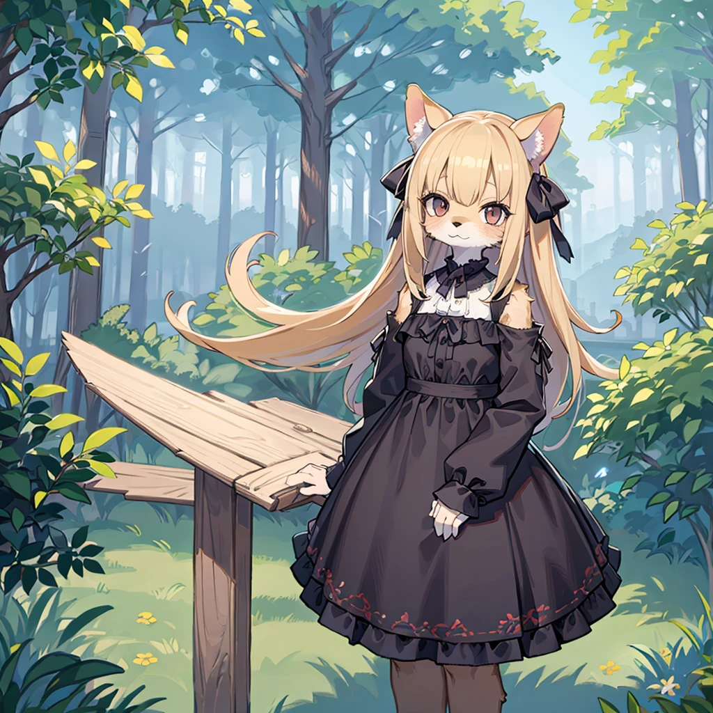 Furry, antro, girl, in a dress, masterpiece