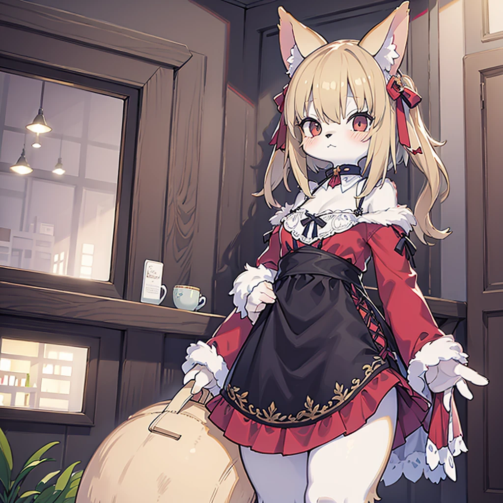 Furry, antro, girl, in a dress, masterpiece