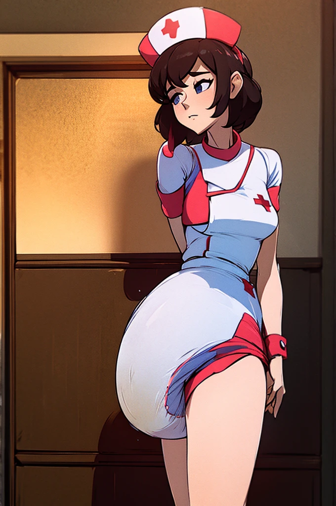 masterpiece, a woman, nurse uniform, diaper,