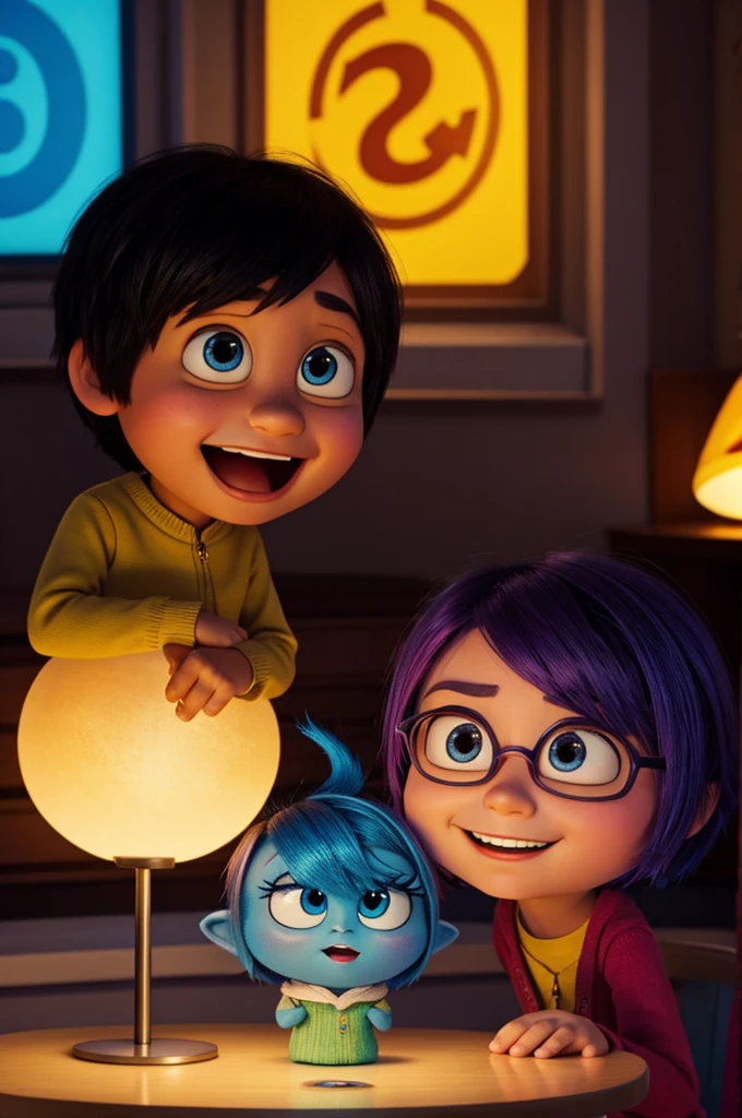 Generate a Pixar style image of the animated film Inside Out with the character Alegria