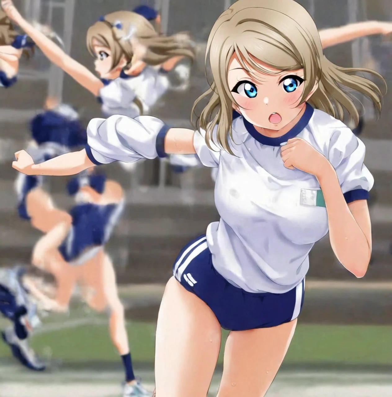 1 girl Love Live Watanabe You Gym uniform running