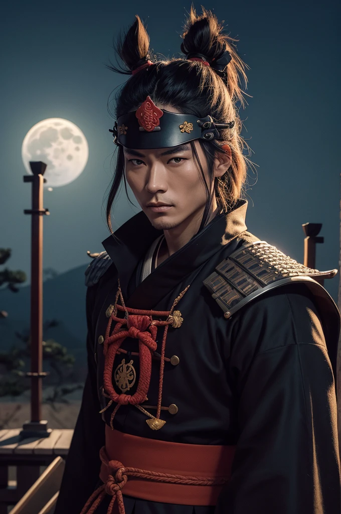 Samurai on the moonlight with a katarna loga