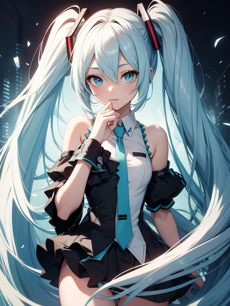 hatsune miku with white hair