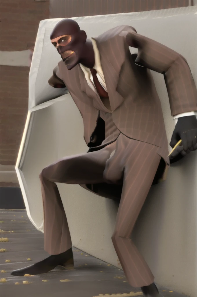 (masterpiece, best quality), intricate details,
1boy, solo, man, suit, tf2spy, redteam, face mask, restroom, in the bathroom, urinals, peeing, nsfw, dick, piss, urine, pee stream, cum, blush