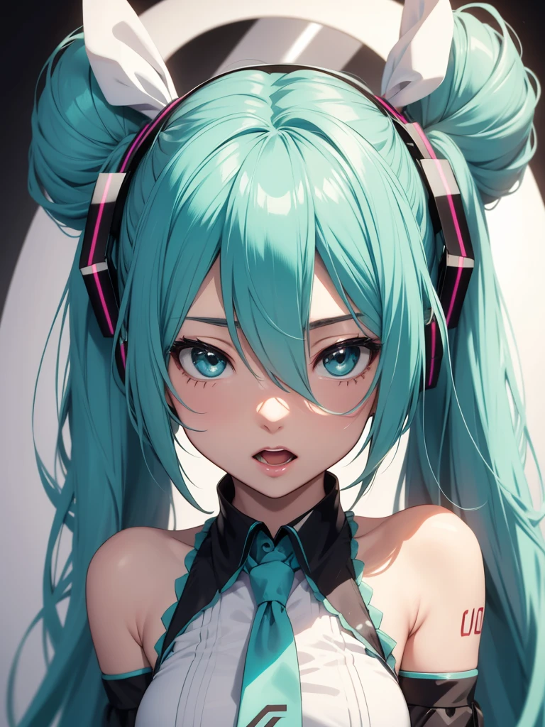 hatsune miku, focus on the mouth