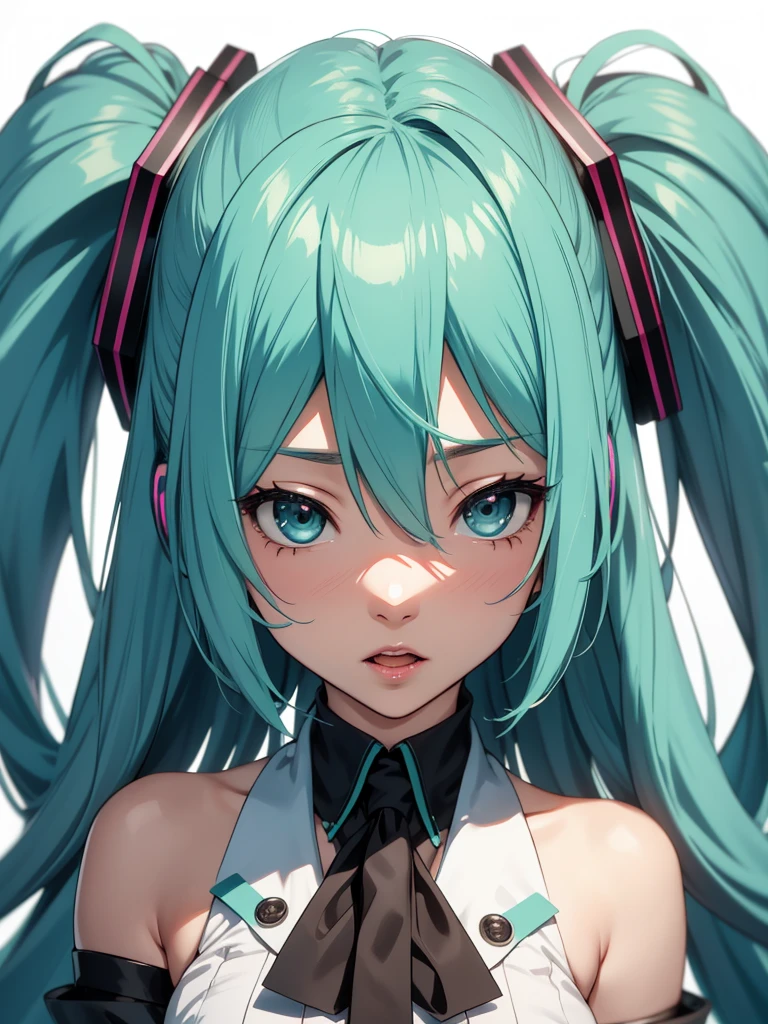 hatsune miku, focus on the mouth