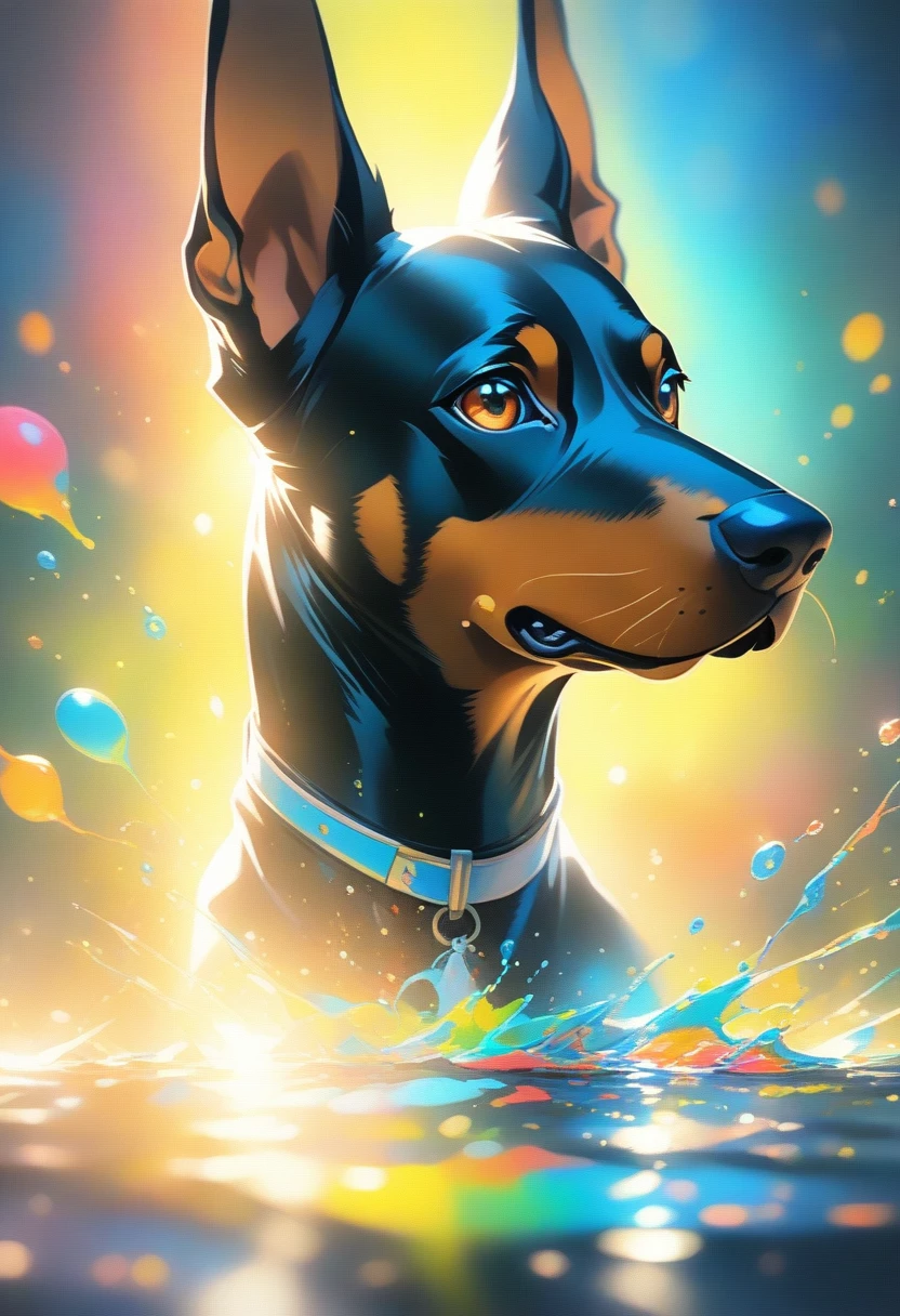(Samdos Arts:1.3), nvinkpunk, article, Terrifying Techno-Organic Mutations (Doberman), Portraiture, Backlight, Abstract, Painting, Painted by a famous artist, ether, liquid, Abstract, masterpiece, Very detailed, Highest quality, Highest quality, Realistic lighting, Ultra-detailed, Hyperrealism, color, colorful, Social attire