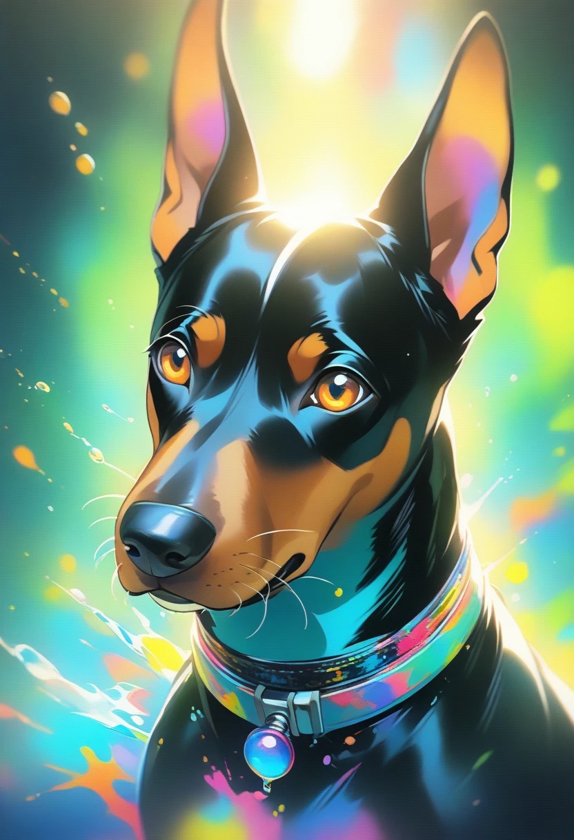 (Samdos Arts:1.3), nvinkpunk, article, Terrifying Techno-Organic Mutations (Doberman), Portraiture, Backlight, Abstract, Painting, Painted by a famous artist, ether, liquid, Abstract, masterpiece, Very detailed, Highest quality, Highest quality, Realistic lighting, Ultra-detailed, Hyperrealism, color, colorful, Social attire  