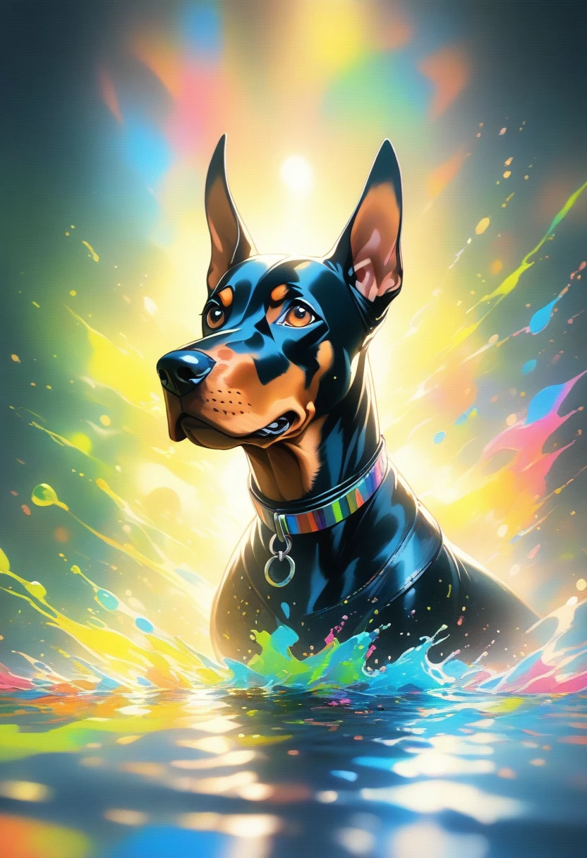 (Samdos Arts:1.3), nvinkpunk, article, Terrifying Techno-Organic Mutations (Doberman), Portraiture, Backlight, Abstract, Painting, Painted by a famous artist, ether, liquid, Abstract, masterpiece, Very detailed, Highest quality, Highest quality, Realistic lighting, Ultra-detailed, Hyperrealism, color, colorful, Social attire