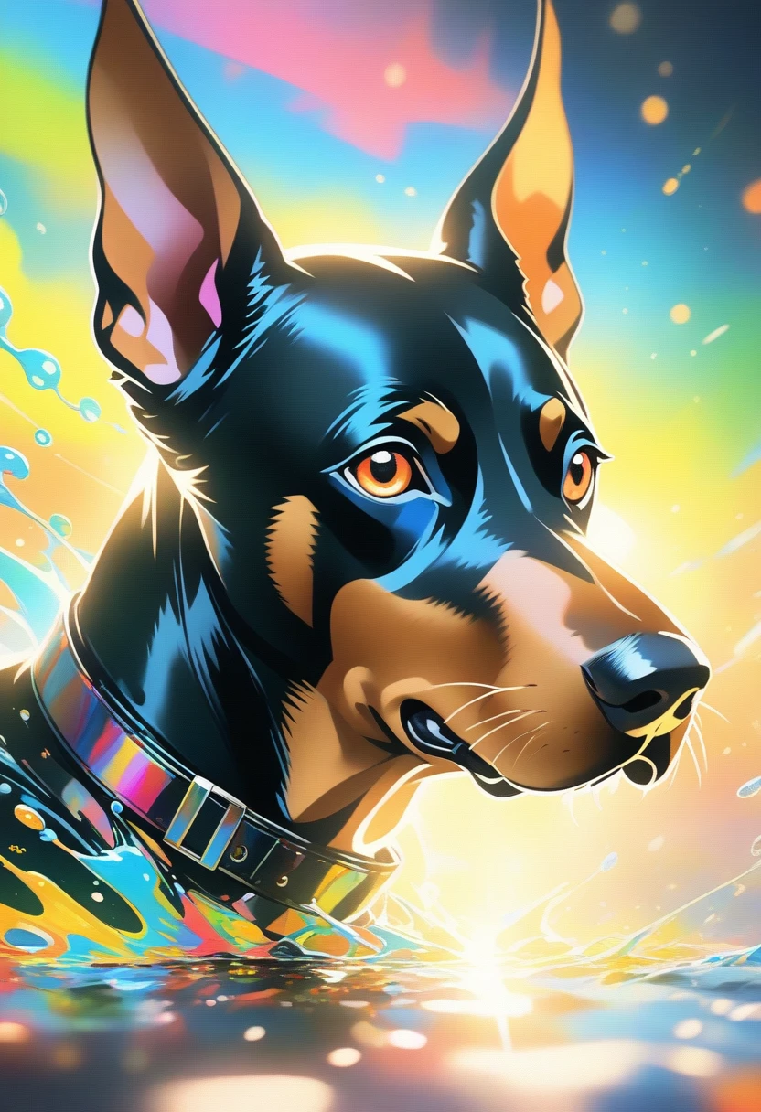 (Samdos Arts:1.3), nvinkpunk, article, Terrifying Techno-Organic Mutations (Doberman), Portraiture, Backlight, Abstract, Painting, Painted by a famous artist, ether, liquid, Abstract, masterpiece, Very detailed, Highest quality, Highest quality, Realistic lighting, Ultra-detailed, Hyperrealism, color, colorful, Social attire  