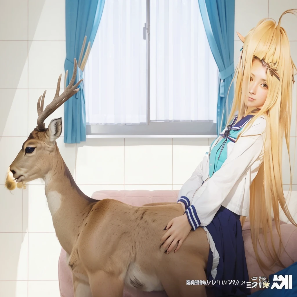 anime girl sitting on a couch with a deer in front of her, nagatoro, still from tv anime, official anime still, today's featured anime still, anime still, official studio anime still, shirobako, kyoto animation still, hanayamata, high resolution details, still from anime, anime still image, screenshot from the anime film, cel shaded anime