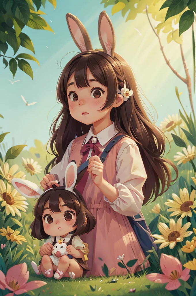 Young girls with long rabbit ears、Little Bunny Girl