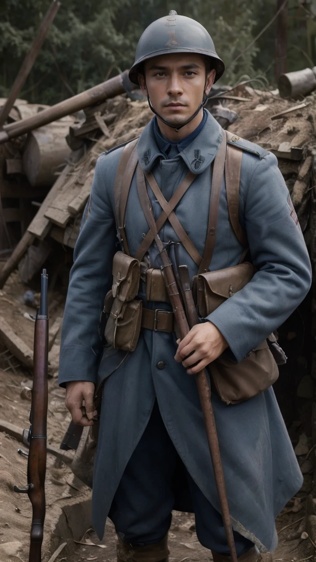 (masterpiece), best quality, expressive eyes, perfect face, All quiet on western Front, man, trenches, dirty, uniform, realistic, HD, Rifle, mas-36, battle, fighting, world war 1, artilleryman, operating cannons