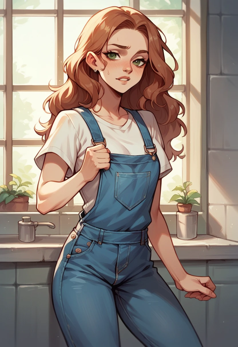 girl diarrhea her overalls in toilet