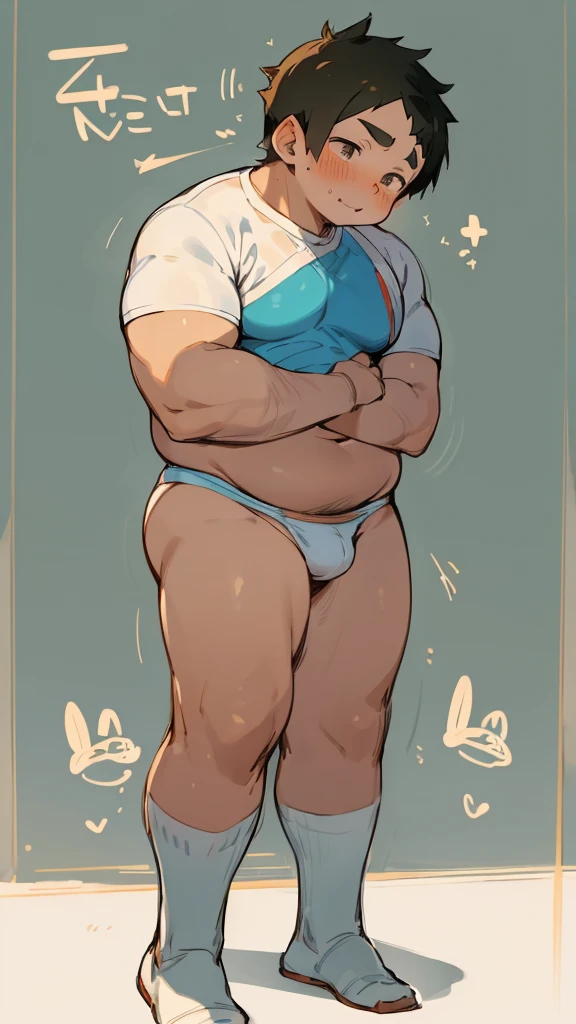 beautiful, ((chubby)), (very short hair),(tomboy), (breast) (pudgy face), (naughty) (high school students) , (plump), ((young)), (androgynous), (boyish), (handsome), (thick), (shota), ((overweight)), (by hinahara hajime), ((by daichi kouta)), (beefy), (sports), (cute), (little brat), (naughty brat), (へそ), (ぽっちゃりした体), (belly), (PE uniform), (sexy)