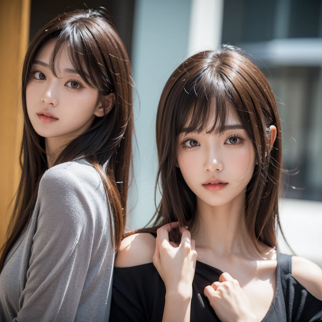 Model-like woman without bangs
