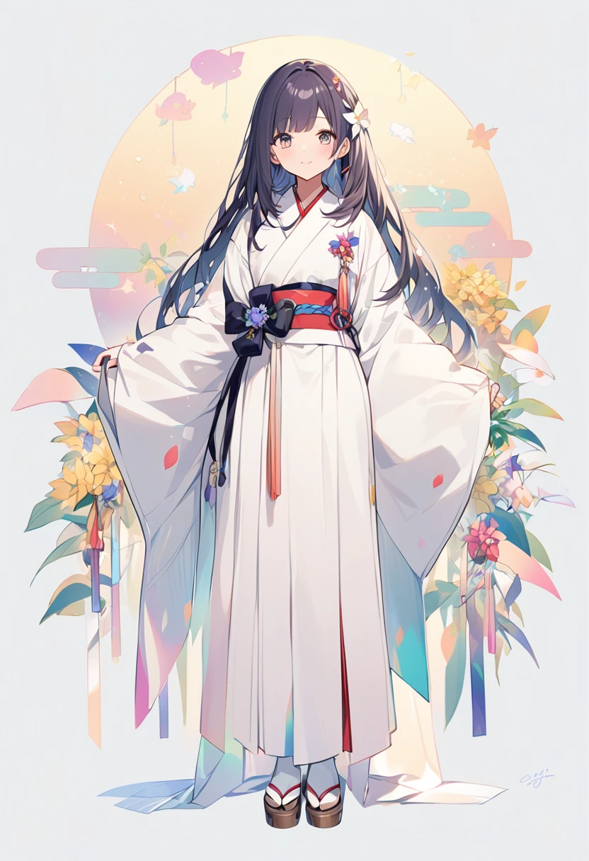 Orihime of Tanabata、White kimono full body、Cute