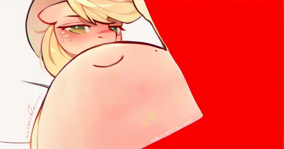 Apple jack, laying, green eyes, blonde hair, pony