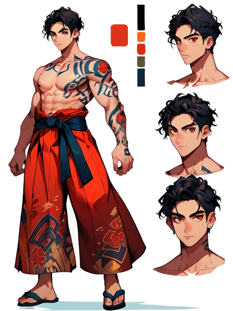 score_9, score_8_up, score_7_up, score_6_up, (CharacterSheet:1), 1boy, muscular, yakuza, topless, tattoo, yukata, red eyes, simple white background, dynamic pose, sexy, reference sheet, (full body, from side, front:1.1), upper body, cartoon,
CharacterDesignXL