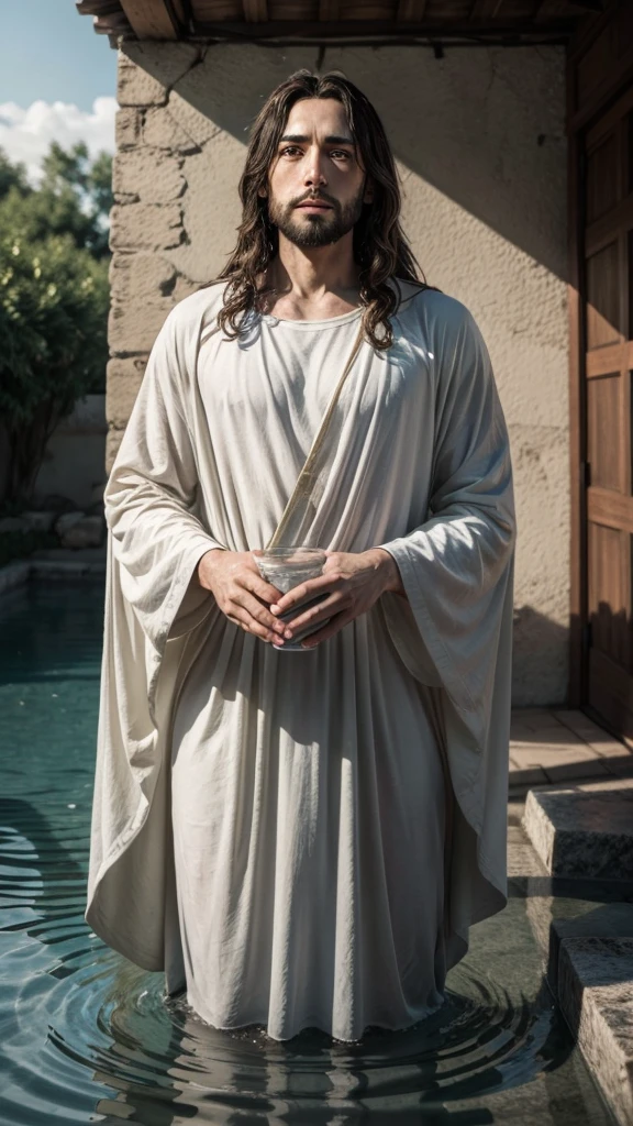 Make an image of Jesus Christ with water