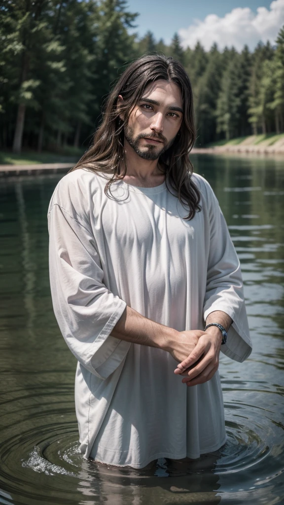 Make an image of Jesus Christ with water