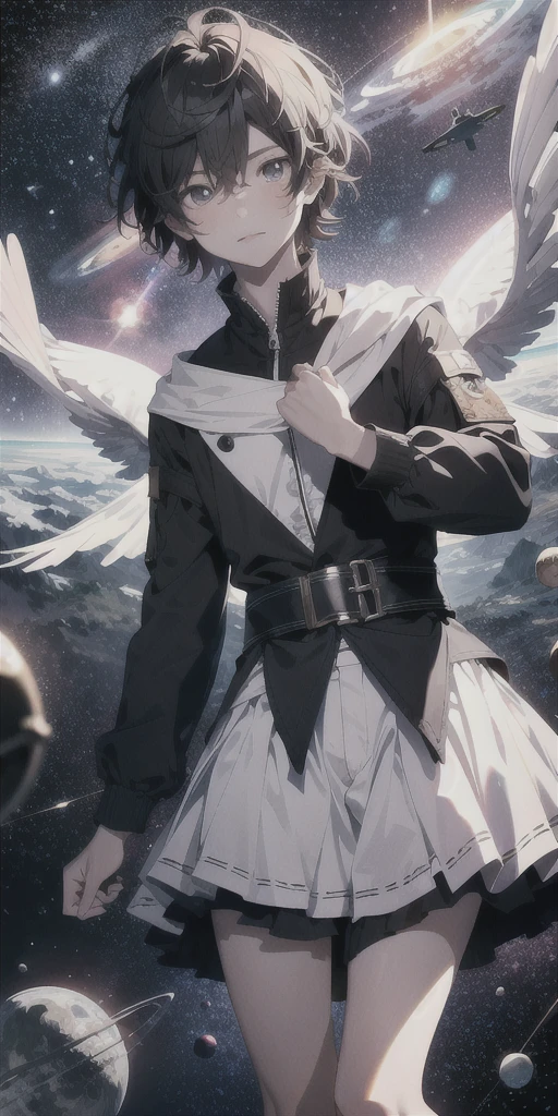 ridiculous resolution, high resolution, (masterpiece:1.4), super detailed, 1boy, seen from above, space, floating, --v 6