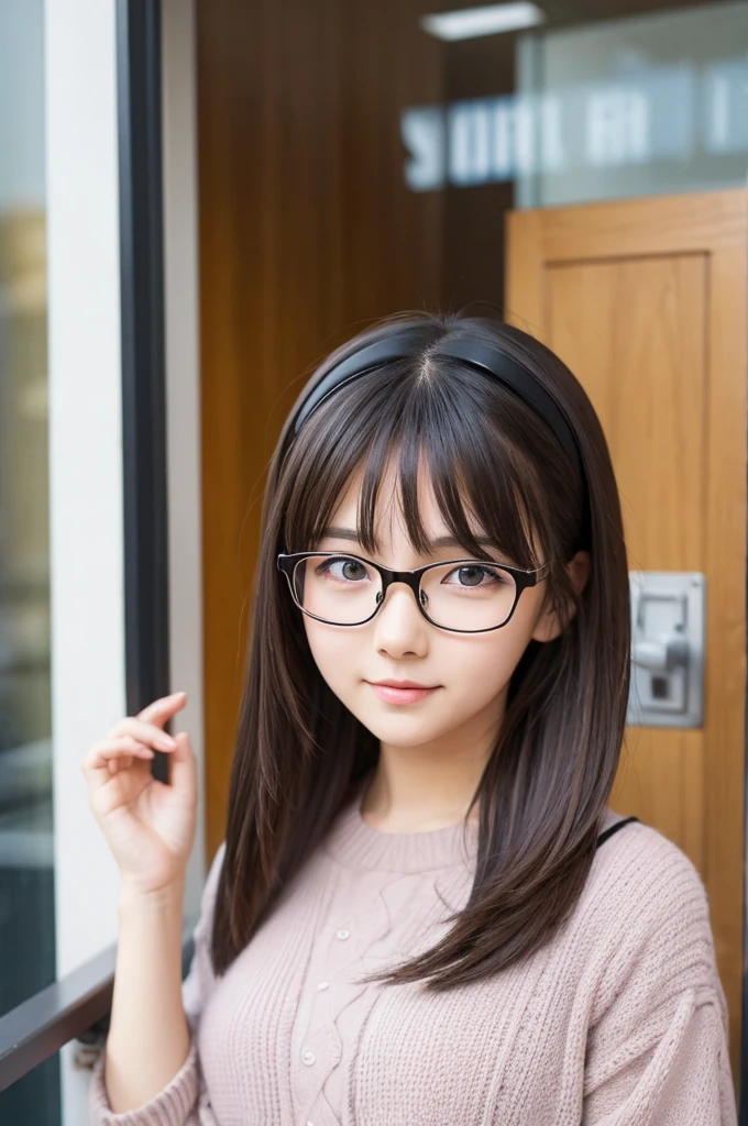 Cute anime style girl with glasses