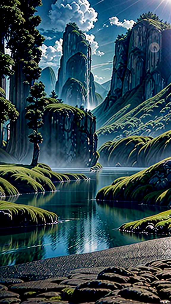 For self-knowledge Quiet place, very pleasant, comely, calm, scenic. photorrealistic, 8k hd, Studio quality, surreal, Maximum detail, big fit ass, Post-processing, 真实感, photoshop, fot, detail, cinema lighting, paisaje, panorama, paisaje, ray tracing, cinema4d