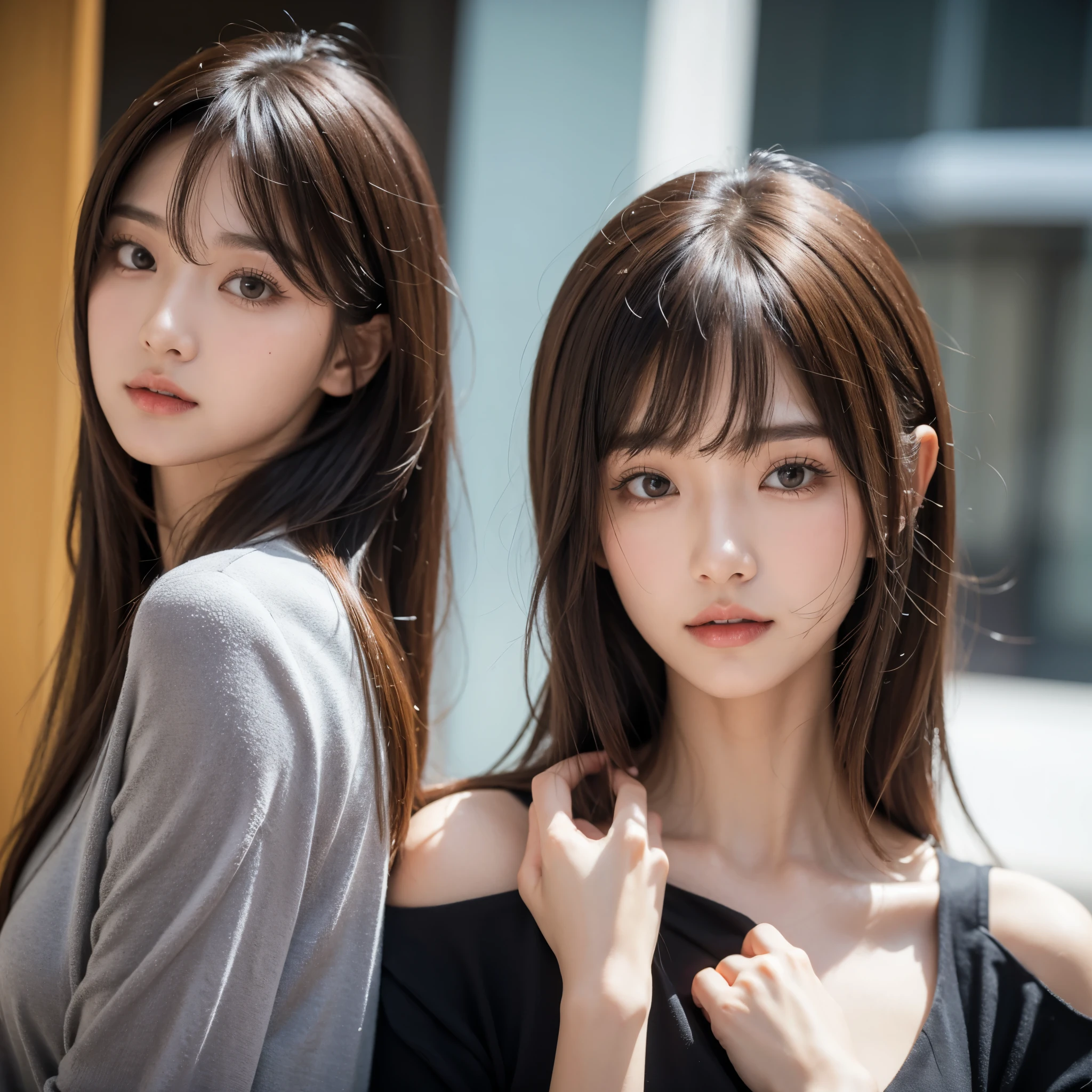 Model-like woman without bangs