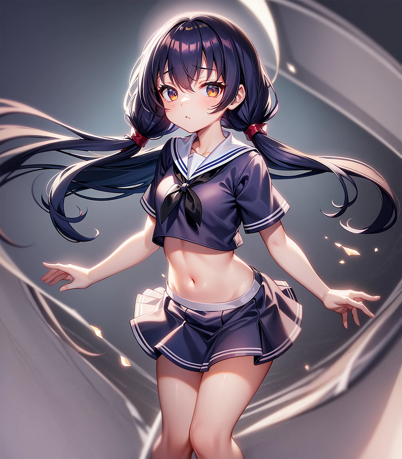 Masterpiece、最high quality、high quality、High definition、High resolution、High detail、Lens flare、Ray Tracing、high qualityのテクスチャー、high qualityの影、Beautiful details、Detailed explanation、Detailed texture、Realistic facial expression、Realistic and colorful、Slender、Cinematic Light、Side light、Sharp Focus、(1 Girl:1.3)、(Intricate detailakeup、Pure Eros Face_v1:0.5)、(Details Beautiful delicate face、Detailed beautiful delicate eyes、Perfect Facial Proportions、Detailed skin、Charm)、Frustrated expression、Fancy Twin Tails、Beautiful bangs、(Two-tone gradient hair color)、slender、(Upturned beautiful breasts)、(Detailed crotch、Open crotch、Showing off your crotch)、Female juice、Experiencing the best orgasm、(Spread your knees and open your legs)、(Raise your arm and make a peace sign)、White front opening shirt、Crop top、Thighini skirt、Flip up、High slit、Sailor suit、socks、boots、Low-angle composition、(Take a deep breath、Work on this image step by step)