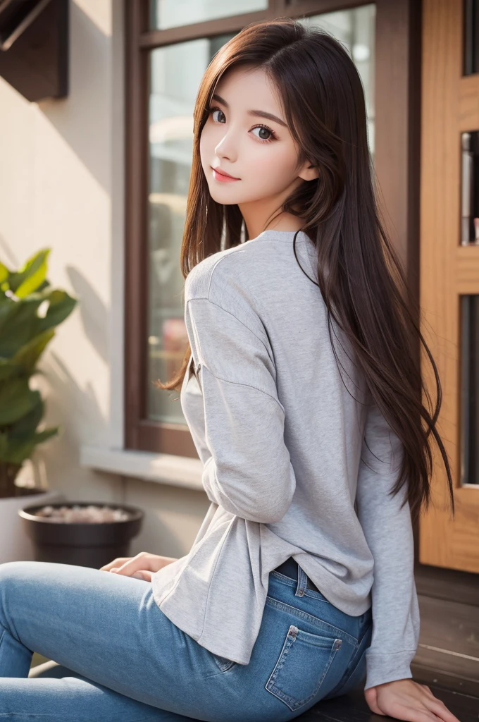 （real， High resolution：1.3）， One girl with a perfect body， Very beautiful face and eyes，Long Hair， Long-sleeved clothing、 Casual, not sexy