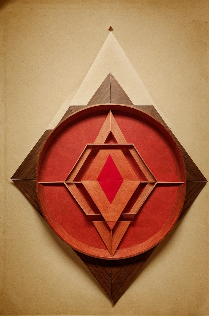 Paper diagram like a yantra. One square inside it w two red triangles, both concentric one facing north and other south like a star.