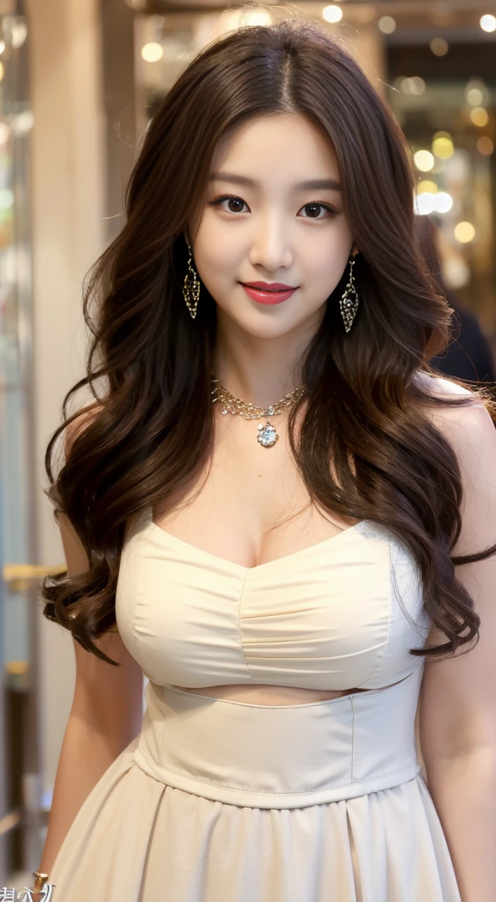 ((best quality)), ((masterpiece)), (detailed), perfect face, araffe woman in a long dark-blue shirt and blue denim skirt walking down a street, thicc, wavy short hair , she has a jiggly fat round belly, bbwchan, wearing tight simple clothes, skinny waist and thick hips, widest hips, her belly is fat and round, soft curvy shape, hyperrealistic full figure, wearing a cute top, wide hips, wearing 10 bracelet , wearing huge diamond necklace