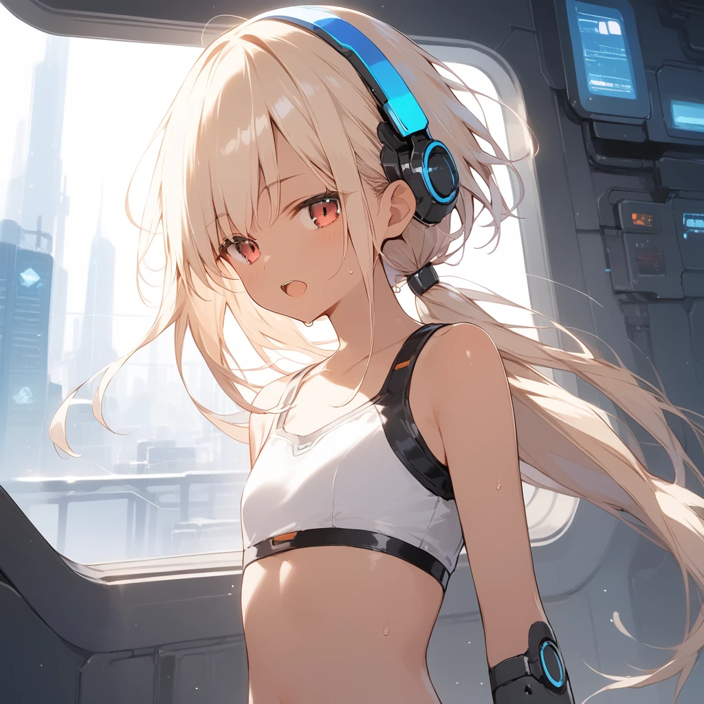 top-quality,Top image quality,8kで,4K,masterpiece,Ultra-detailliert,beautiful,Ultra-quality, best quality,expensive solve, Ultra-detailed,game CG,dutch angle,(Acrobatic pose):5,Jumping:5,(inside spacestation,)beautiful detailed eye,five refer to,headphone,Browsing Caution,a beauty girl,(Astro Best):5,(Tracking unishapes),Wet,(vapor:1.5),Running shape,Open Open mouth,(Blonde),(Long Hair):2,belly button,space_station_interior, exercise_room, Futuristic, expensive_technology, zero_gravity_exercise_Device, expensive_solve_landscape, Sophisticated_design, Minimal, 8k_solve, game_CG_style, Dutch_angle, detailed_character, Tracking_unishape, perfection_running_shape, intense_Performance, detailed_eye, Decide, vapor:1.5, beauty, strength, five_refer to, appear_belly button, Open_mouth, Ultra_quality, expensive_solve, Ultra_detailed,Astro Best