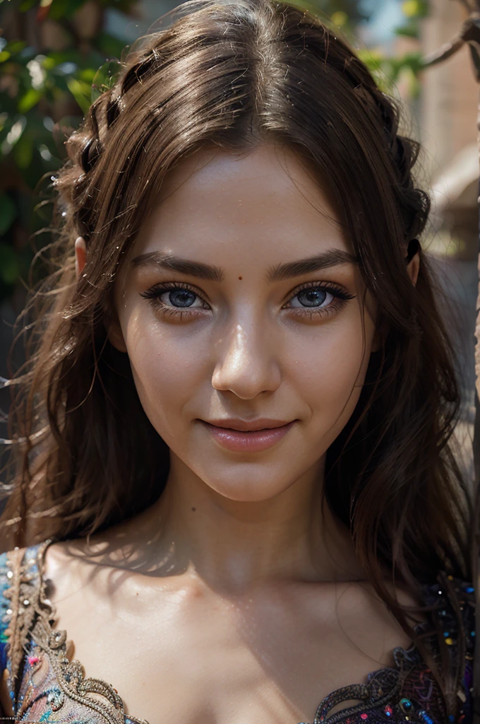 beautiful elven girl, beautiful detailed eyes, beautiful detailed lips, extremely detailed face, long eyelashes, beautiful wonderfuldress, shy expression, kind expression, smiling, intricate details, cinematic lighting, vibrant colors, fantasy, digital painting, 8k, highly detailed, masterpiece, photorealistic, concept art