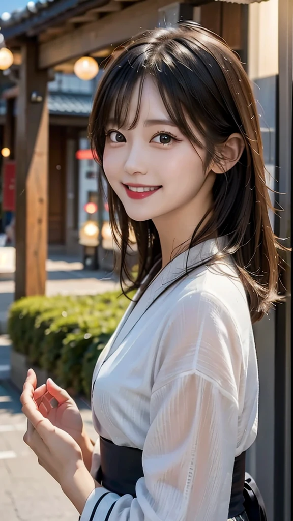 Highest quality、Highest quality、、masterpiece、Black Hair、smile、yukata、Summer festival、Date、Beauty、cute