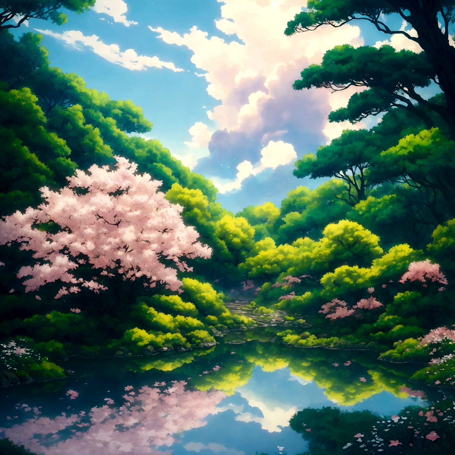 flower園,flower畑,Surreal illustration , Otherworldly, ,Highly detailed and magical lighting, Intricate forest details, Surrounding vegetation and river, Solarpunk ,landscape, , Beautiful foliage with beautiful lighting and realistic proportions, Like a movie background, 8K, Highest quality, masterpiece, 空のcloudと星.baptism,Baptism,Garden of Eden,Colorful,夢のようなlandscape, cloud, light piercing through the cloud, Reflection on the surface of the water, Gentle waterfall,flower々, flower ,Quiet atmosphere, Richness in details, Surreal beauty, Magical Aura, ファンタジーlandscape, High quality digital art, Vibrant colors, Fantastic lighting, Enchanting atmosphere, Artistic Expression, Otherworldly feeling, Beautiful brushwork, Magnificent View, Peaceful tranquility, Immersive Experience, Breathtaking views, Picturesque views, Mysterious charm, Mysterious atmosphere, Nuances, A magical dream. There are no people, Nobody is here