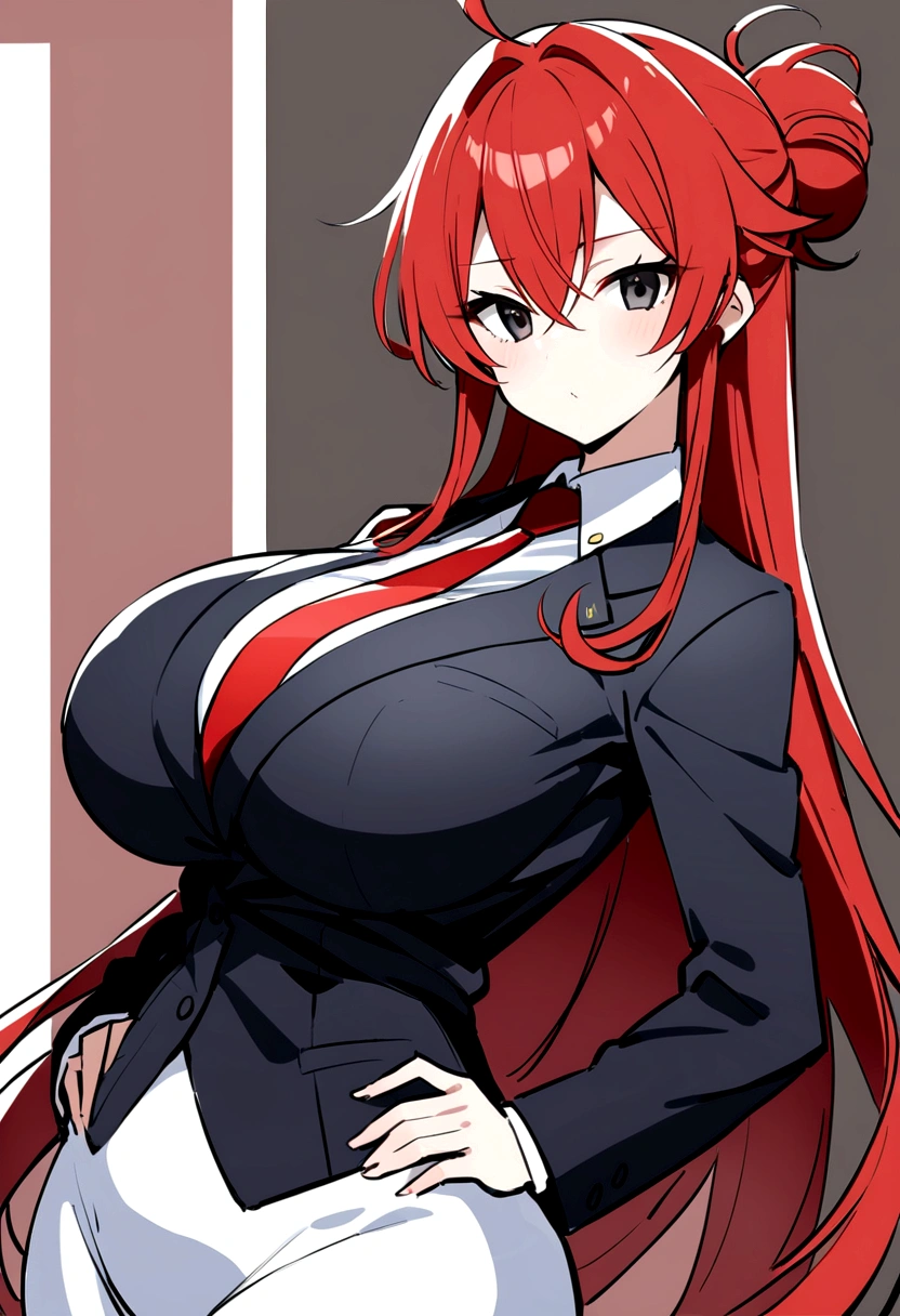 My name is Hikaru, I am a white test woman with long red hair and black eyes. I am 1.60 cm tall and weigh 46 kg. My breast sizes are 300 cm, my waist is 60 cm and my hips are 200 cm. Dressed in a lawyer's suit . With big breasts 300 cm