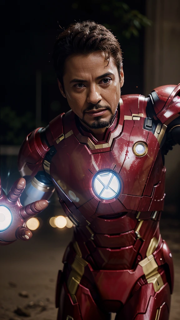 A 3-year-old iron man without a headgear is in action, profesional photo, realistic photo, real photo, clear photo, full HD, 4K