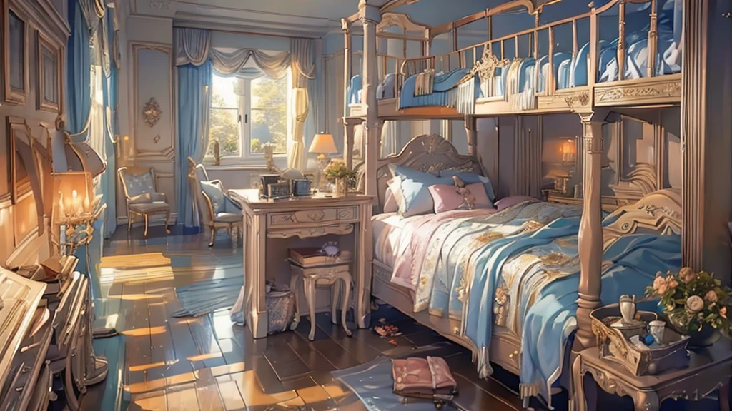 (((masterpiece))), (((best quality))), A magical dorm bedroom, classic interior