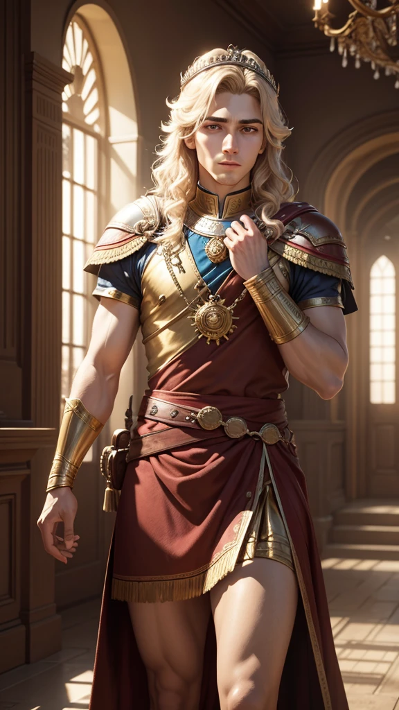 portrait of young alexander the great, crown, sceptre, powdered wig, antique background image, ultra realistic, unreal engine, hyper real, 4k ultra detailed, better hands, good hands