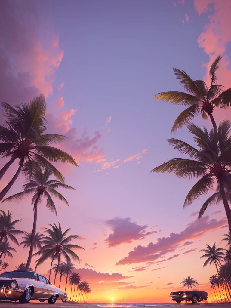 gta 6 landscape, gta vi style, gta6 art, beach, lowrider car
