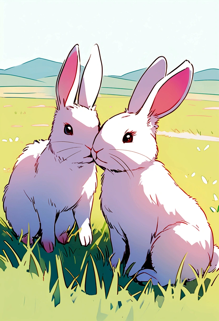 Animal rabbits,In the grassland