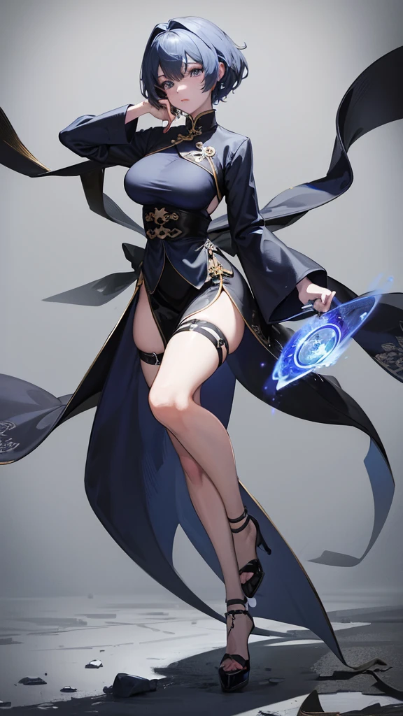 (masterpiece), (best quality), (4k resolution), (anatomy; perfect), 1 adult girl, fair skin, red eyes, (big black hair), (locks, bangs), loose hair, (light effects in hair), eyebrow, nose, ear, tight mouth, smiling, sweatshirt, short skirt, tights, (big chest), (perfect belly), (perfect waist), thick legs, thick thighs, standing, background scenery, in the park, new year, beautiful night, night lighting, looking at viewer
