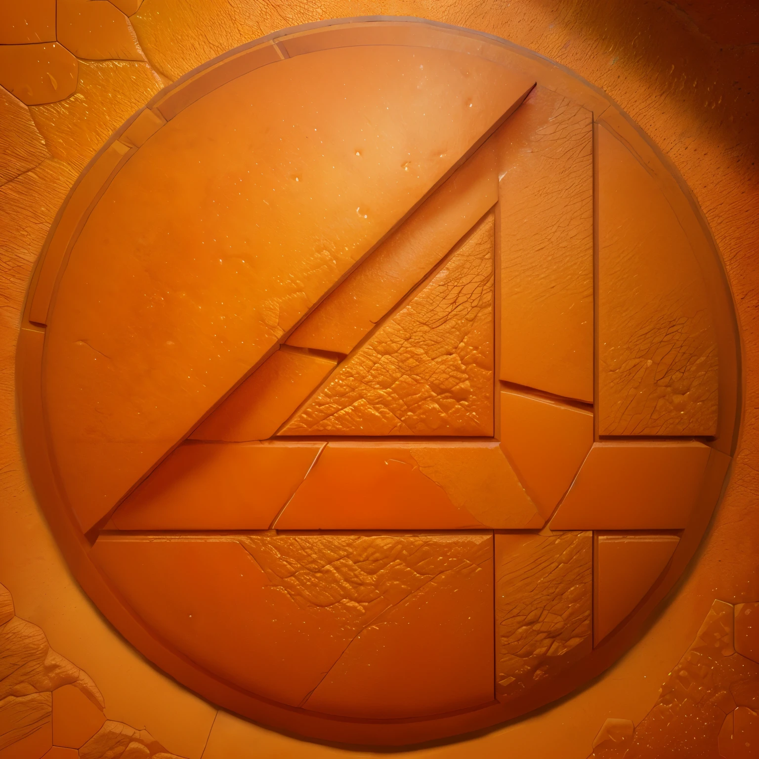 an Orange number four with Orange wall made of large, rough-hewn, orange hexagon tiles rocks texture material, high definition, high detail, 8k, photorealistic background comicbook style